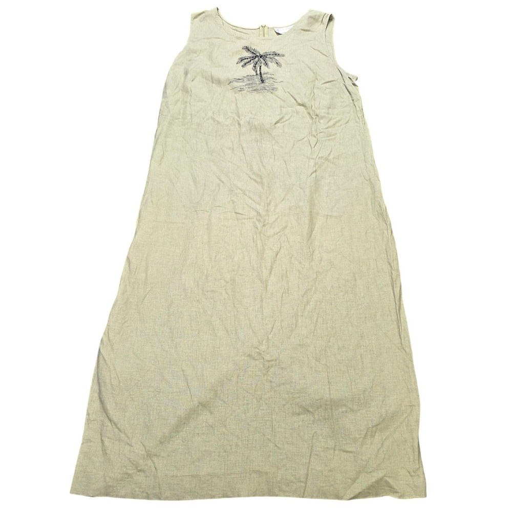 Jessica Howard Woman Linen Blend Palm Tree Maxi Dress Size 16W
Sage Green Vtg